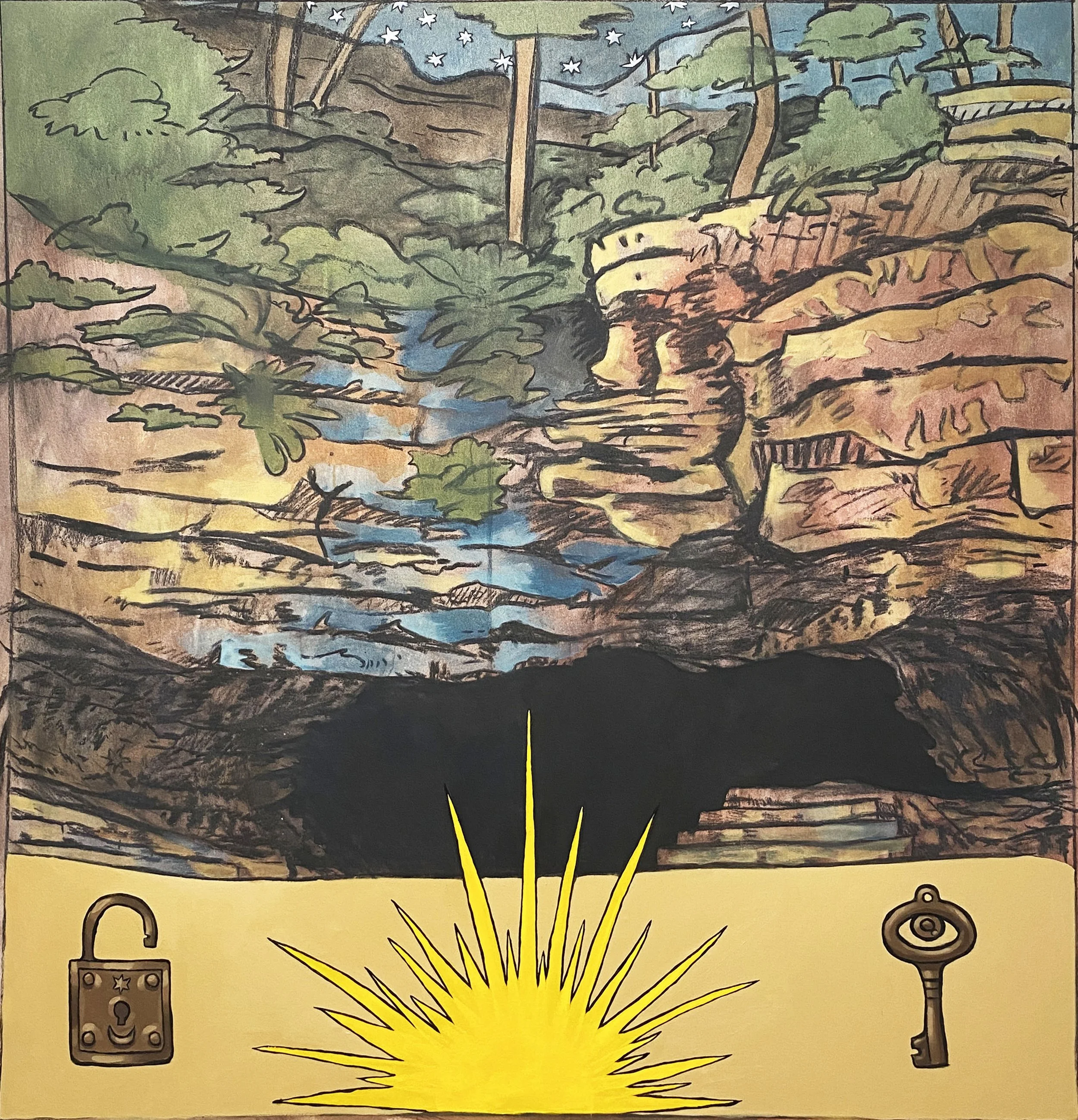  SECRETS ORACLE  72 × 72 in  acrylic paint and charcoal on canvas  2026 