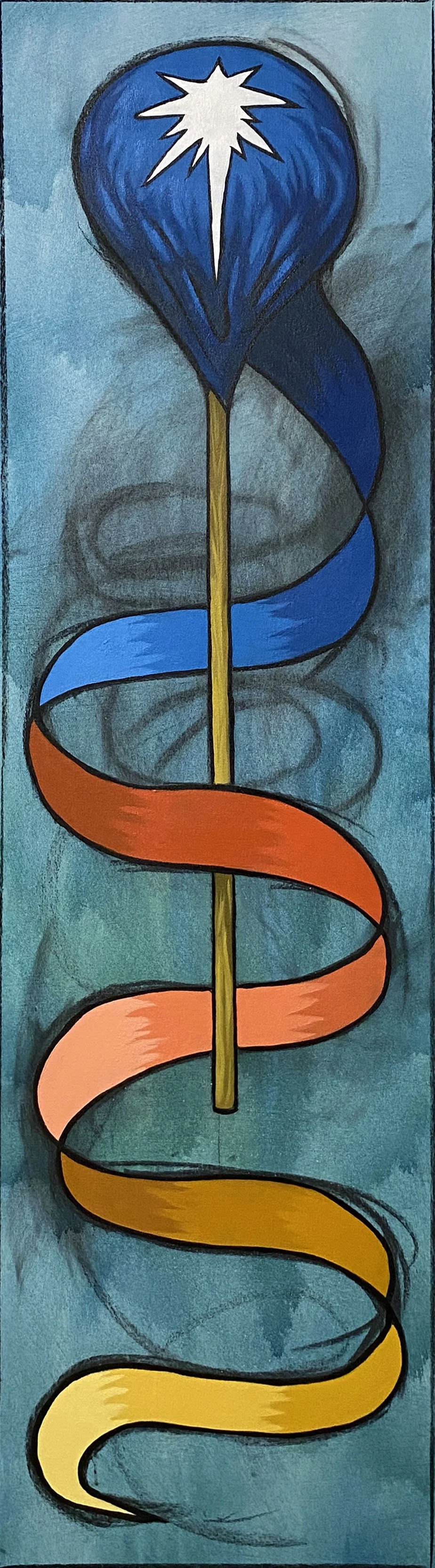  Comet Ribbon  acrylic paint and charcoal on canvas  18 × 64 in  2026 