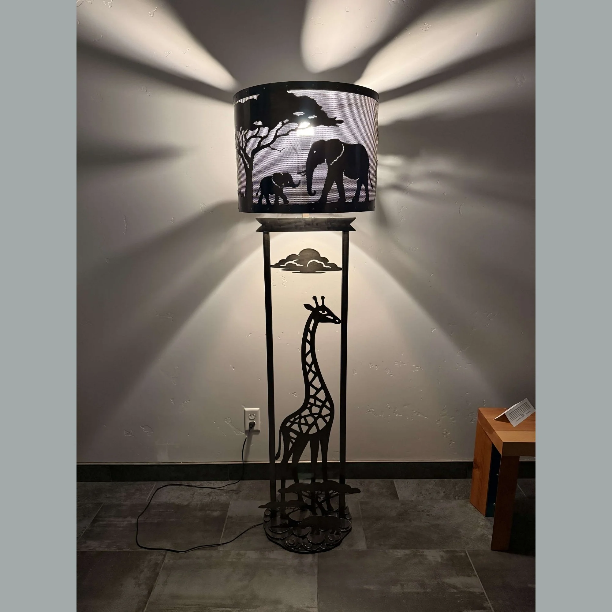 African Safari Steel Floor Lamp
