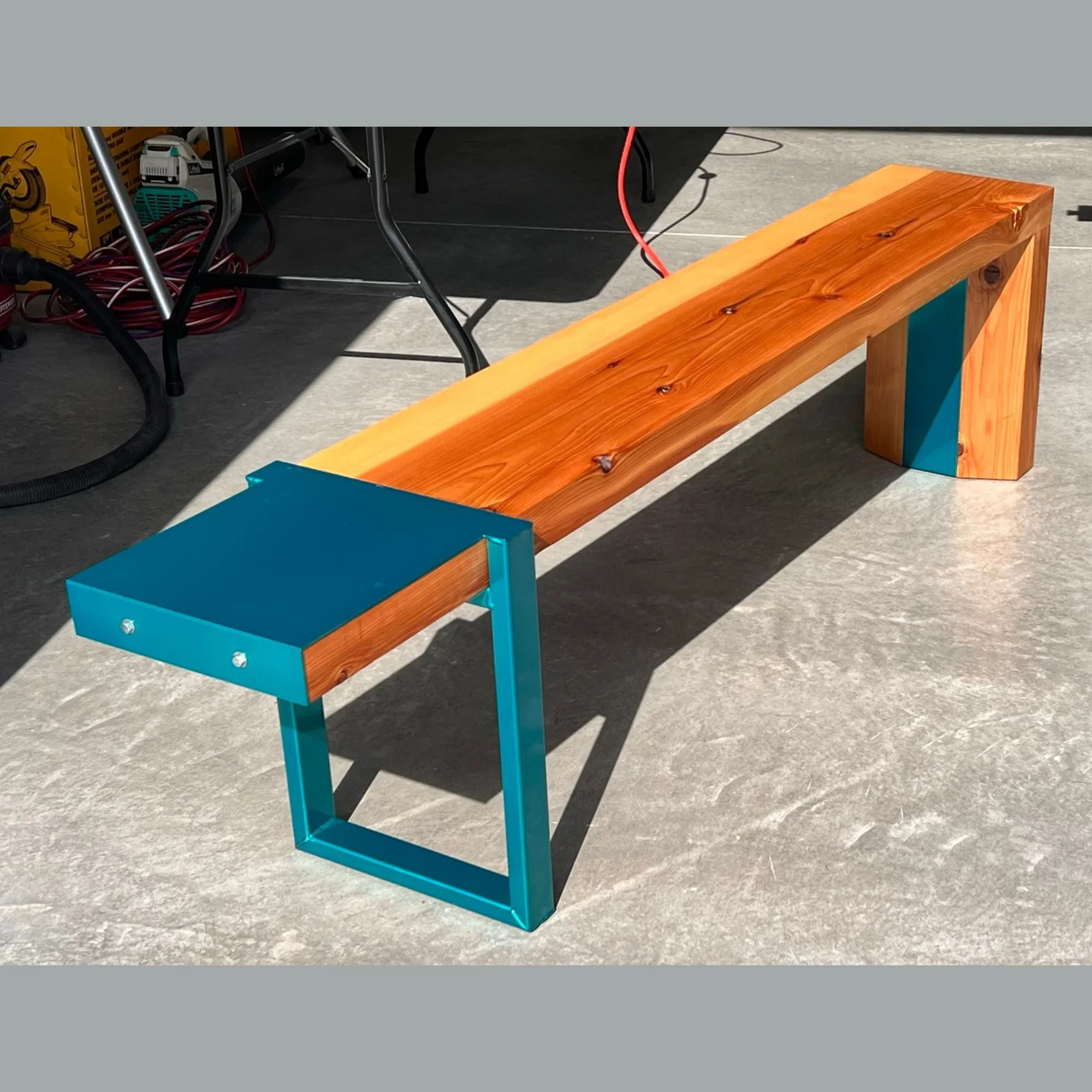 Handcrafted Cedar & Powder Coated Bench - "The Endo Bench"