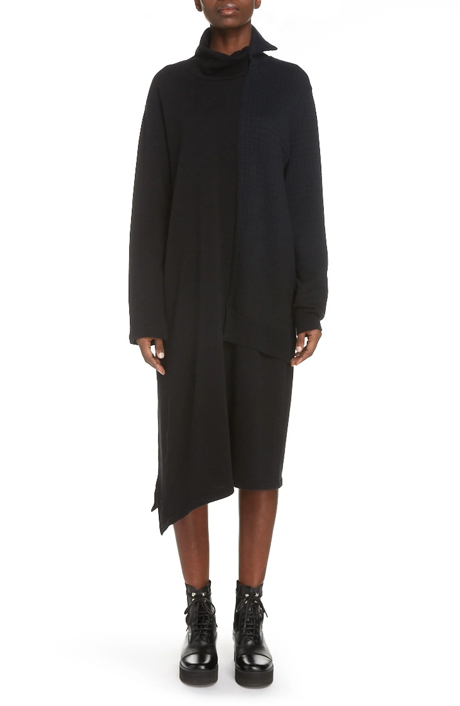 Unbalance Fleecy Glen Check Sweater Dress