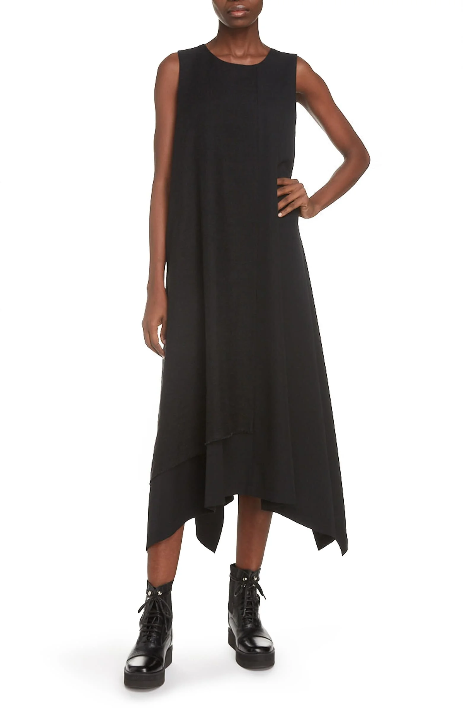 Handkerchief Hem Wool Gabardine Tent Dress