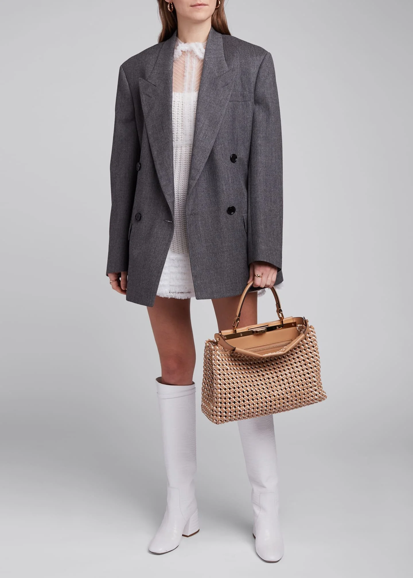 Oversized Flannel Double-Breasted Blazer