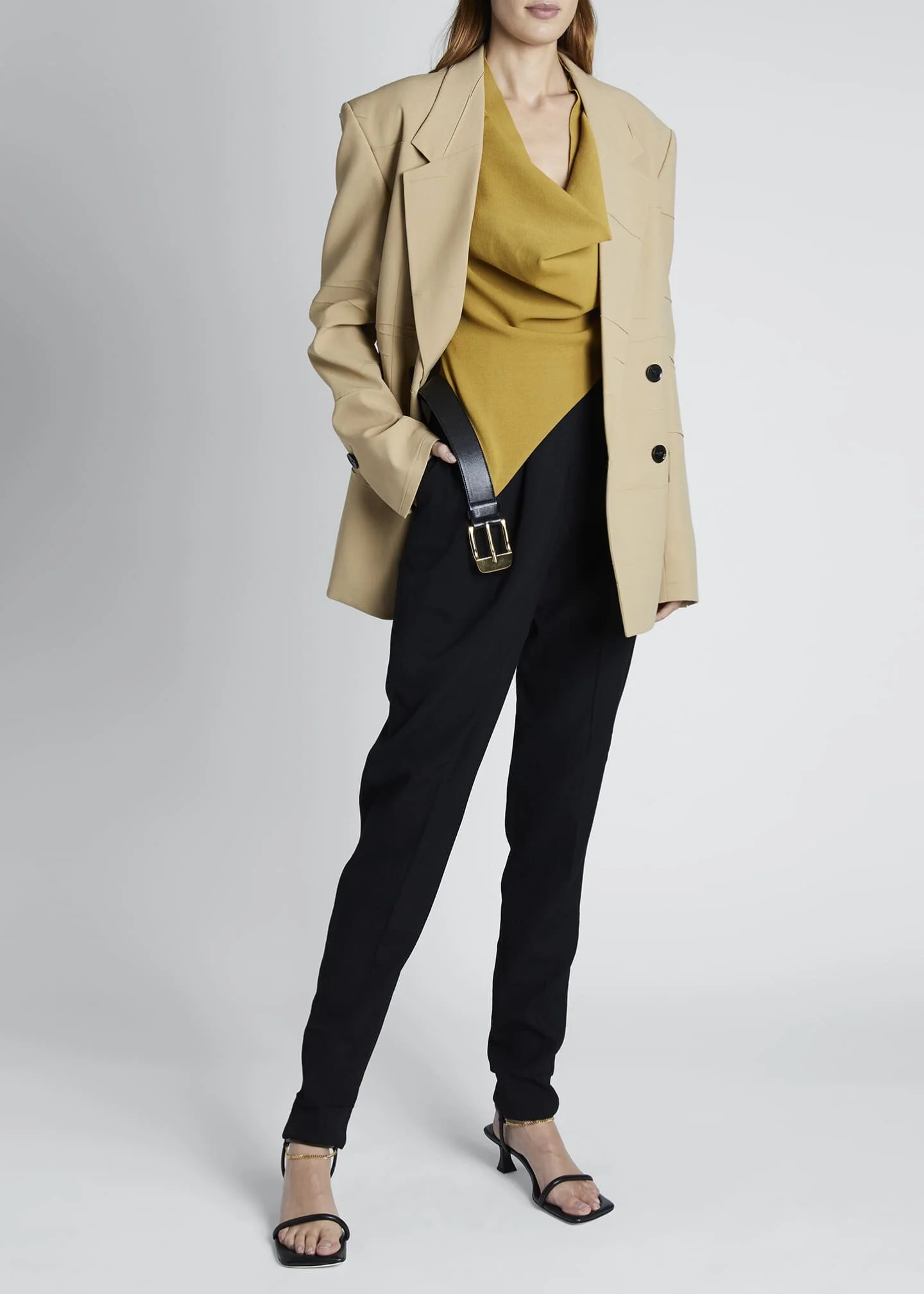 Long-Sleeve Double-Breasted Blazer Jacket