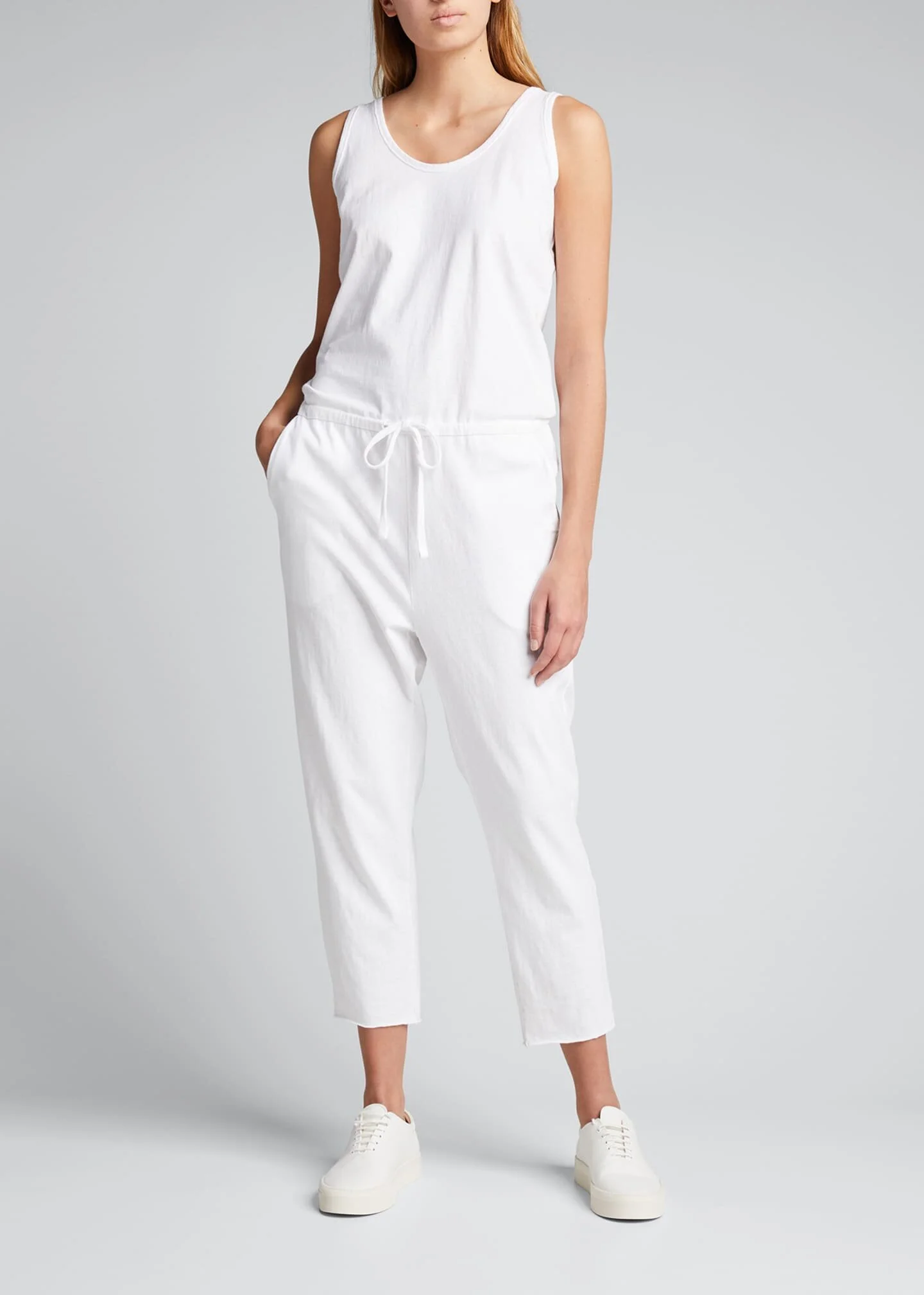 Heritage Jersey Tank Jumpsuit, White