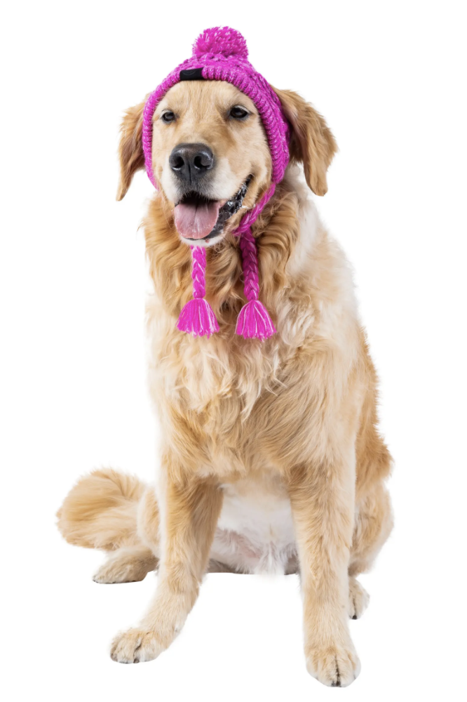Canada Pooch Pom Pom Winter Dog Protection Hat - Knitted Warm Dog Beanie