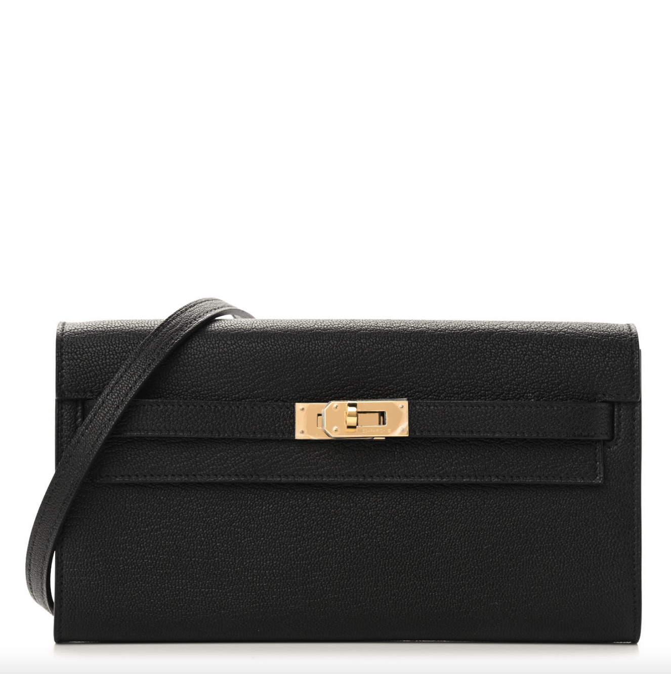 HERMES Chevre Mysore Kelly Wallet To Go Black