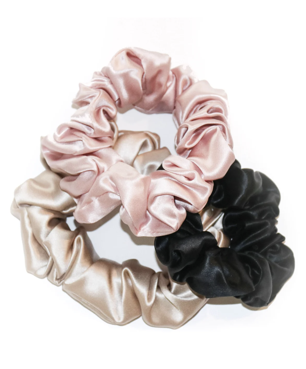 Pure Silk Large Scrunchies, 3 Pack