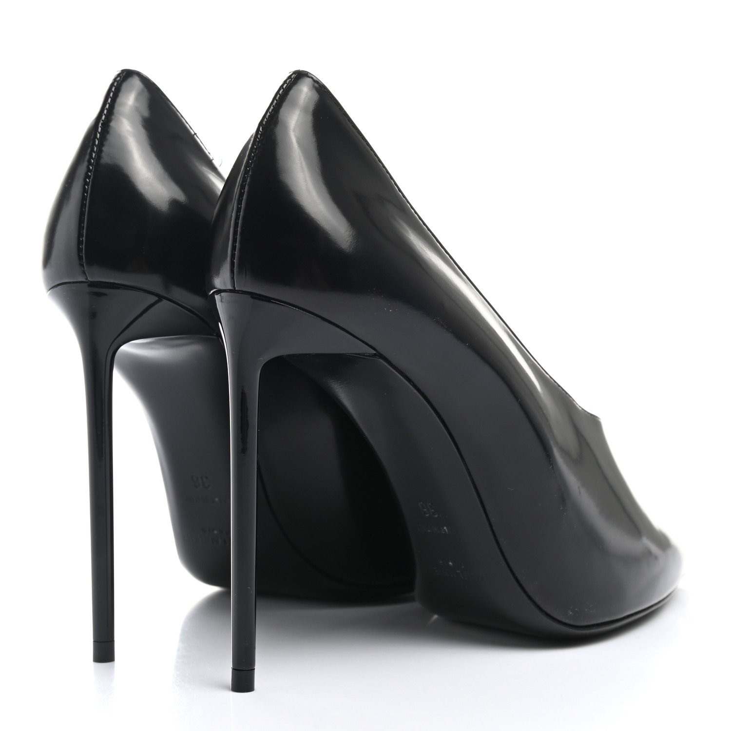 Patent Calfskin Teddy High Vamp 105 Pumps 36 Black