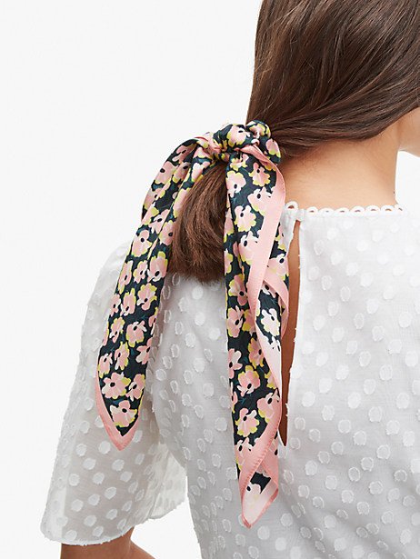 Graphic floral silk hair scarf