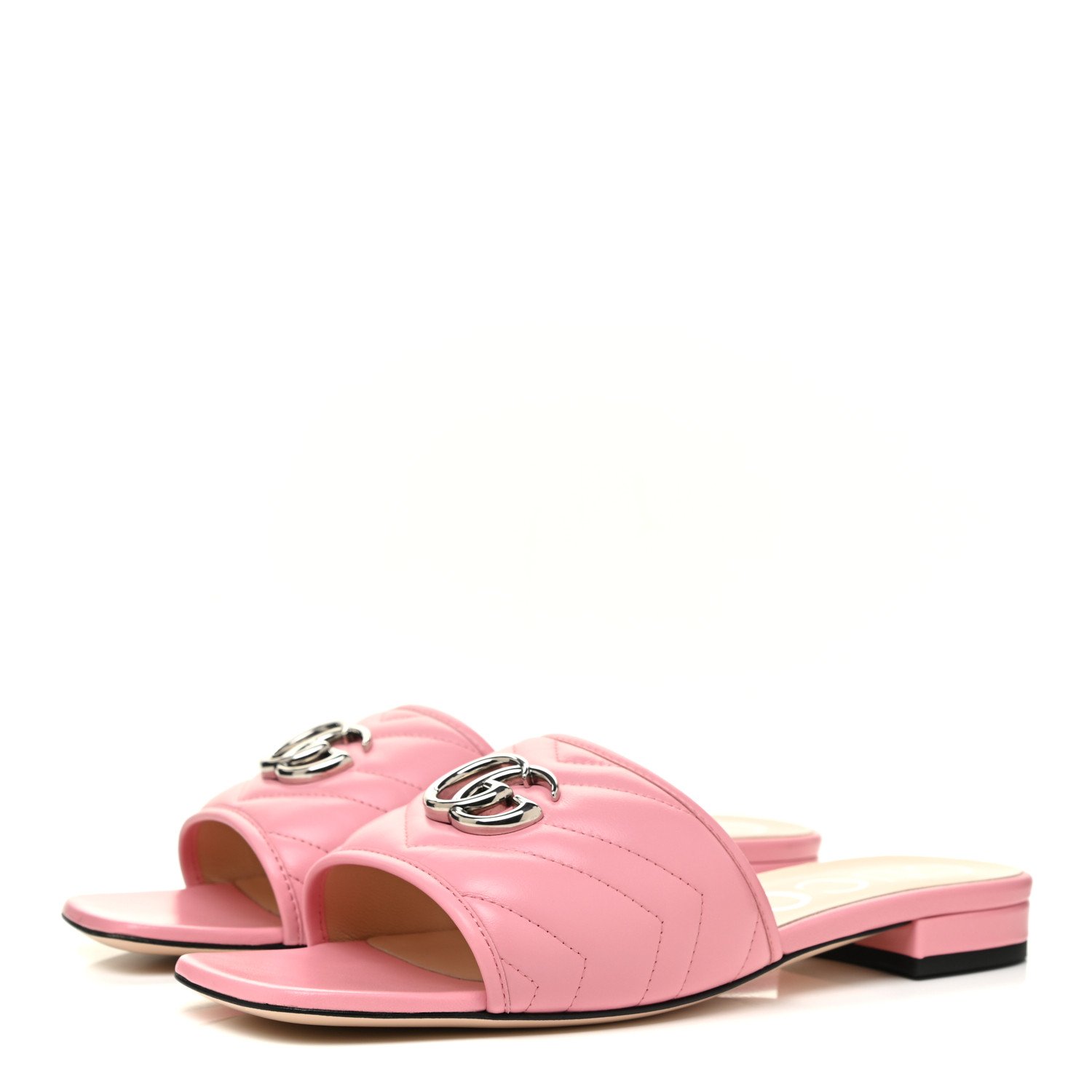 Nappa GG Marmont Flat Slide Sandals 39 Pink
