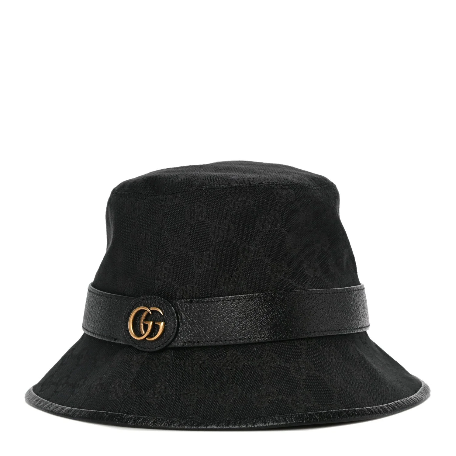GUCCI Monogram Double G Bucket Hat M Black