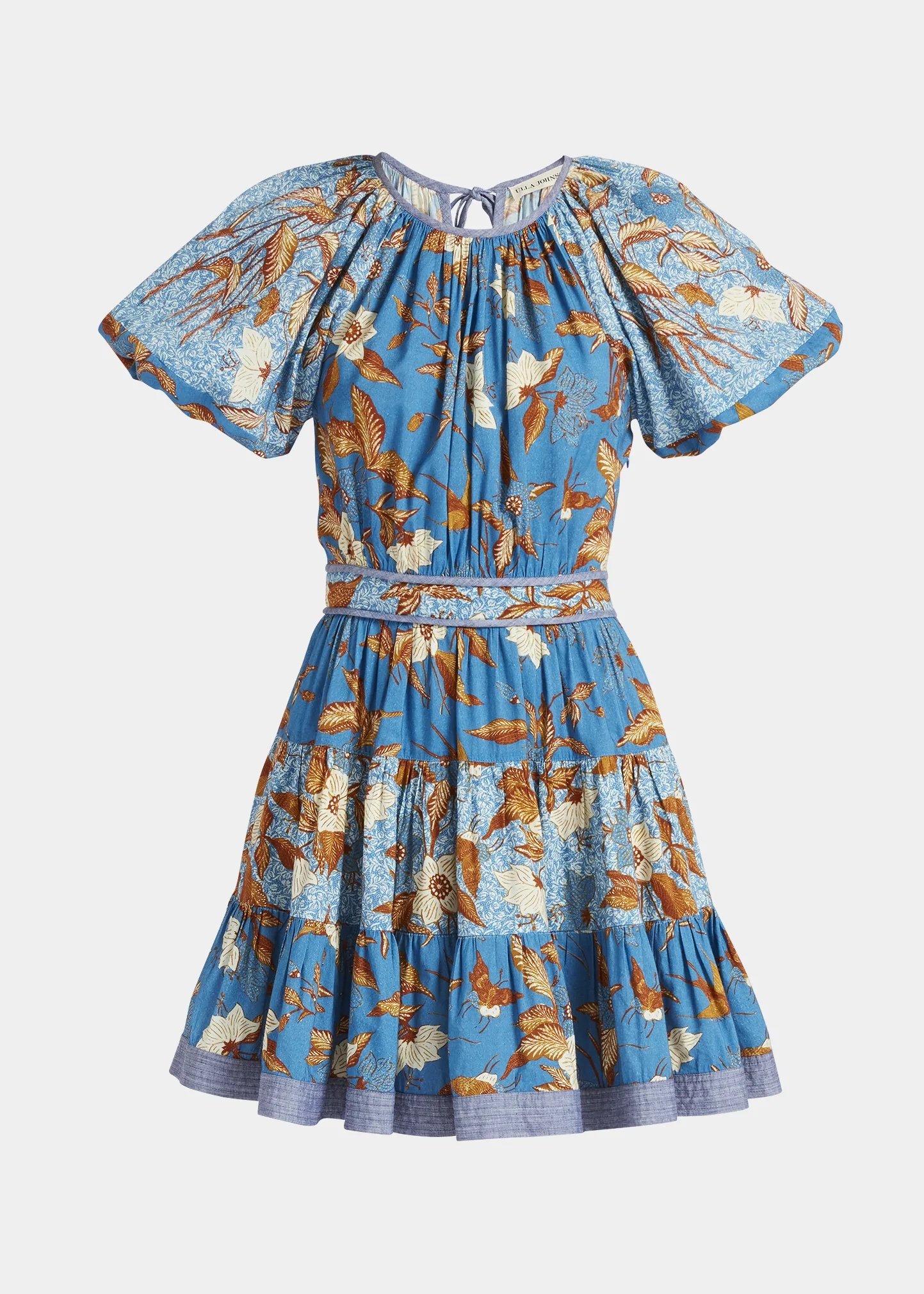 Sloane Puff-Sleeve Keyhole-Back Mini Dress