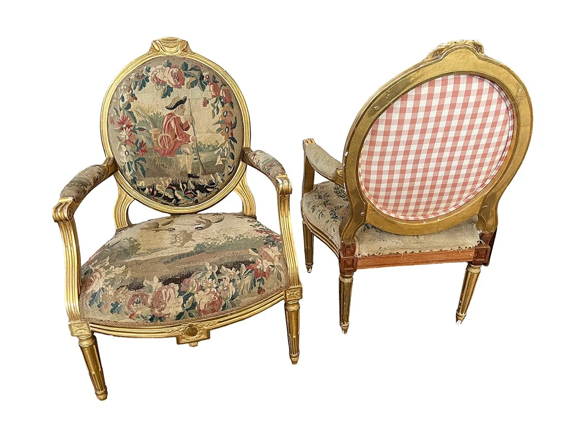 Pair of Louis XVI Giltwood Fauteuils