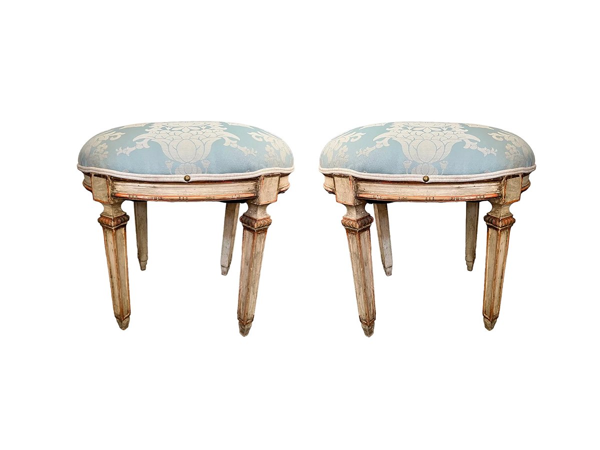 Pair of Late 19th Century Upholstered Stools