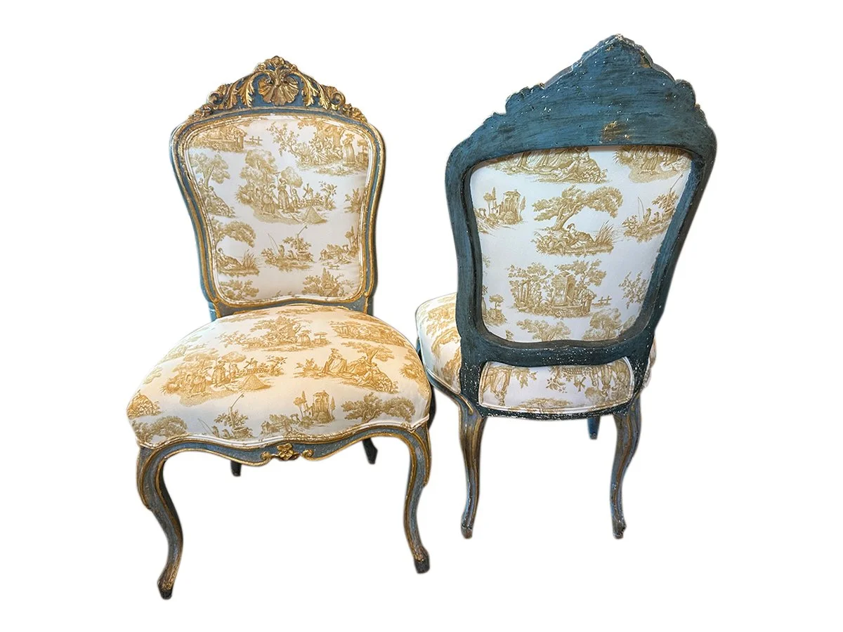 Toile 18th Century Louis XV Period Chairs (4)