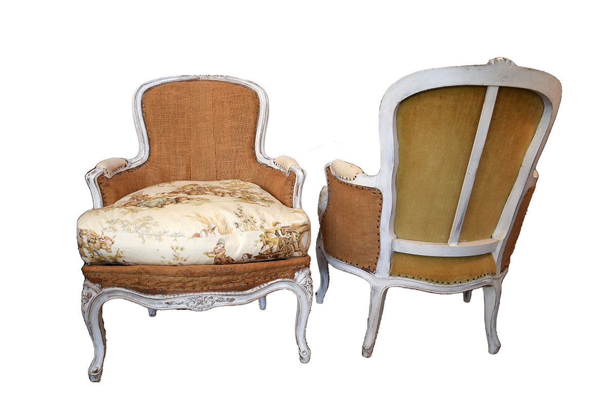 Burlap and Toile Bergere Chairs — St Romain Interiors
