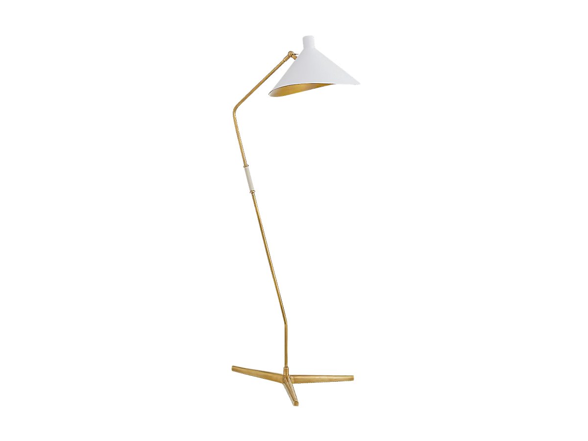 Large Offset Floor Lamp, White Shade