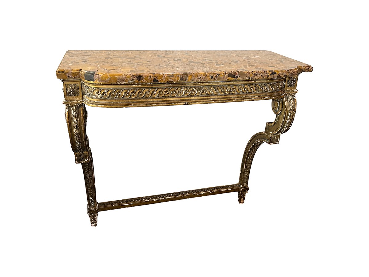 Giltwood Marble Top Console