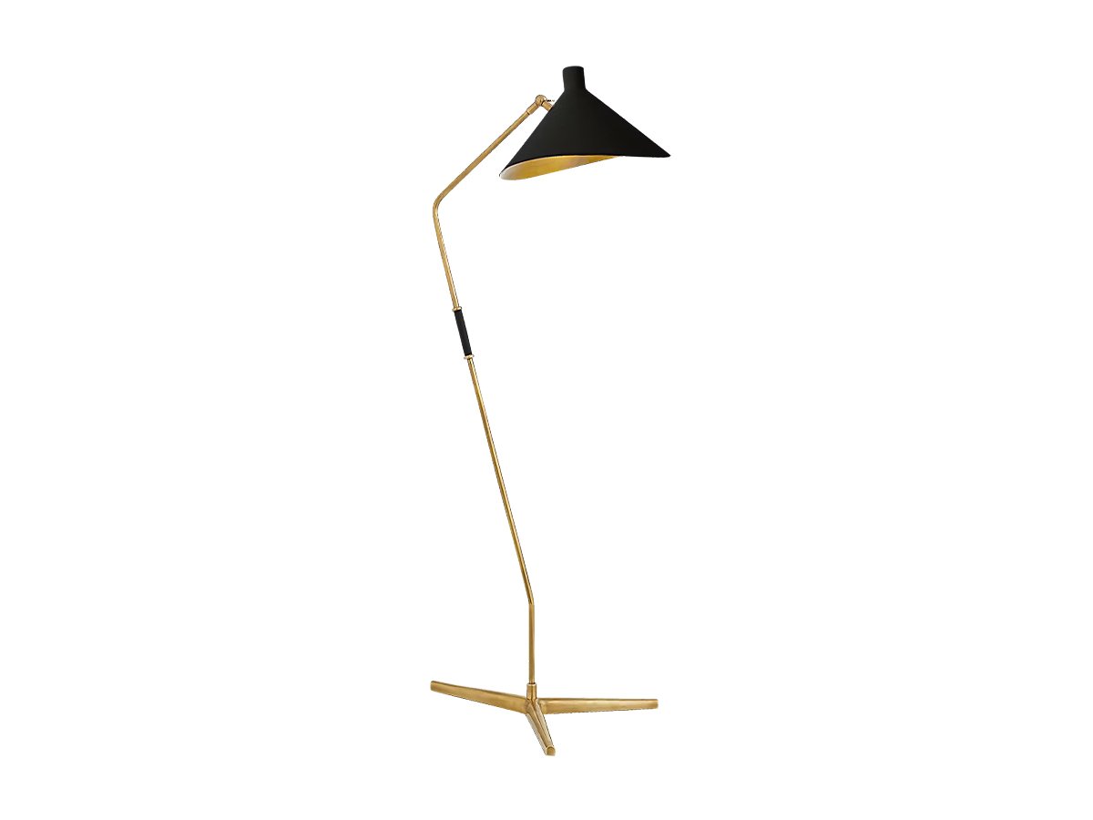 Large Offset Floor Lamp, Black Shade