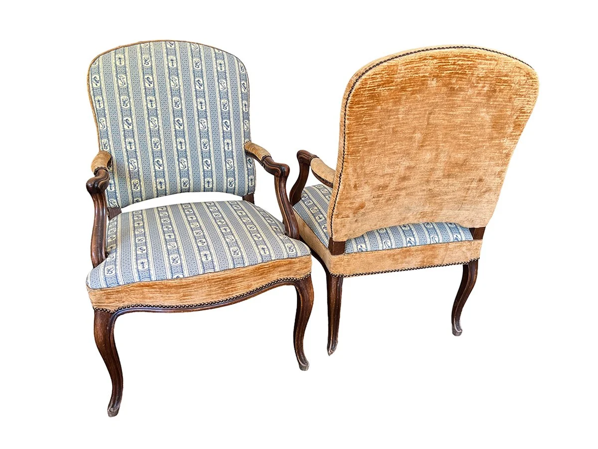 French Louis XV Style Bergère Armchairs