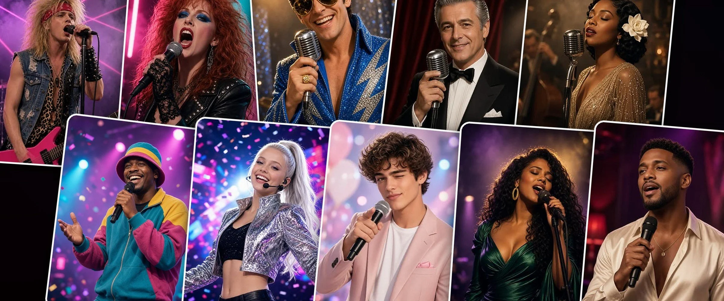 Ten AI singers ready to perform a custom singing telegram video