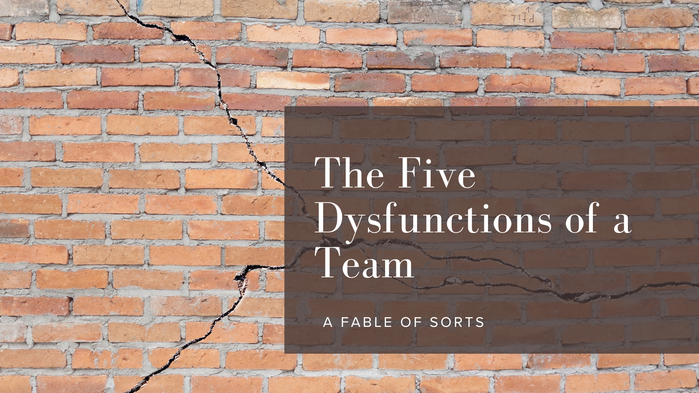 Brick wall with cracks text overlay The Five Dysfunctions of a Team outlined by Rikki Goldenberg Career and Leadership Coach