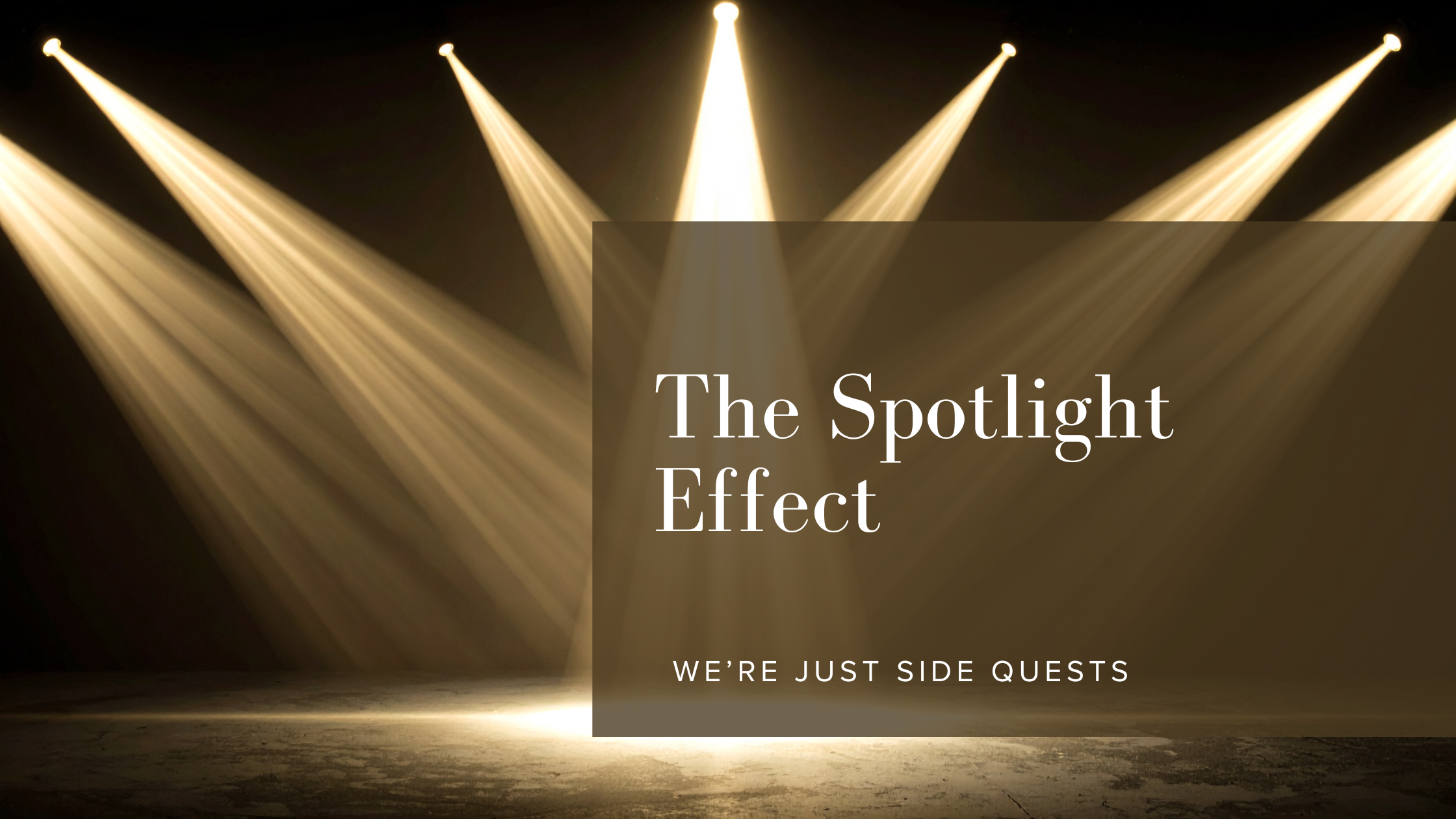 Multiple gold spotlights with text overlay the spotlight effect by Rikki Goldenberg Career and Leadership Coach