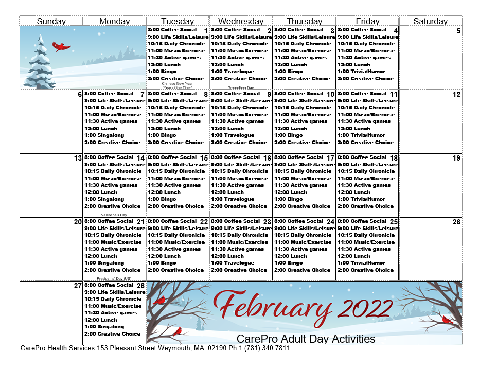 Typical Day — CarePro Adult Day Health Services