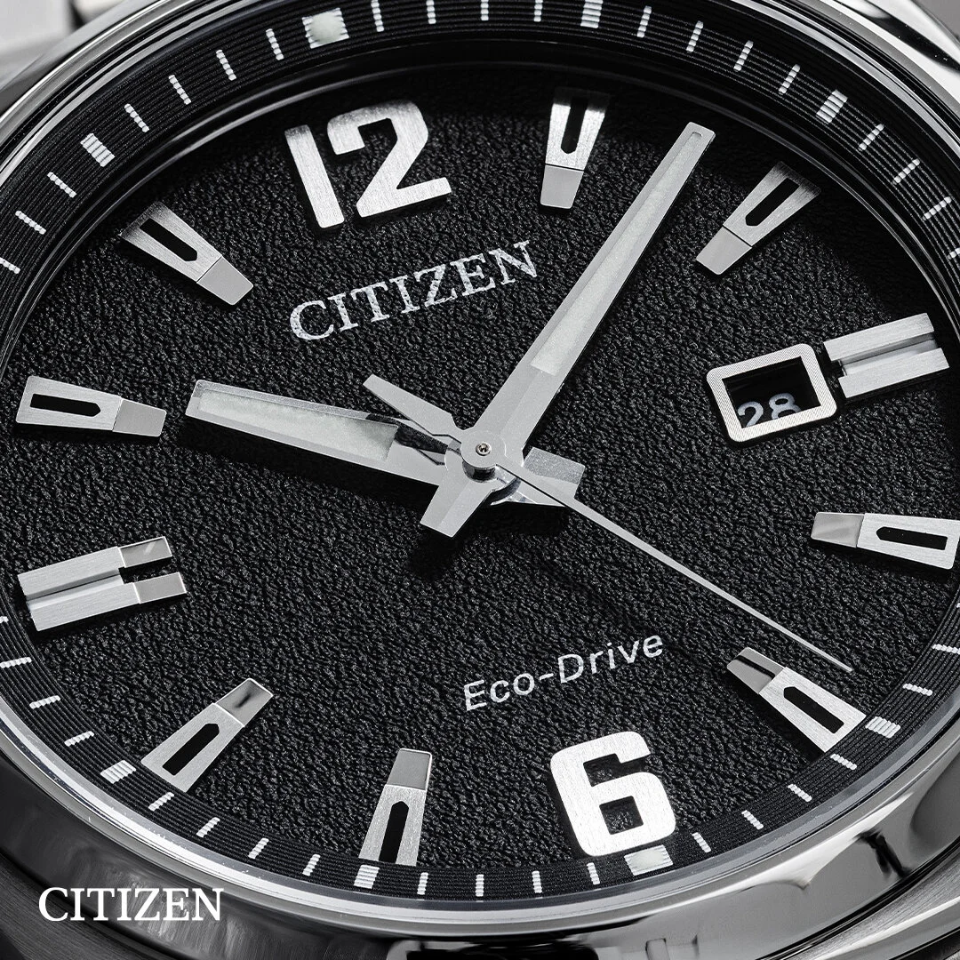 Citizen’s Endicott is an everyday watch offering sleek, sophisticated design with a silver-tone stainless steel case and bracelet, a sleek black 3-hand dial and Eco-Drive technology that powers the watch by light. #CitizenWatchEcoDrive