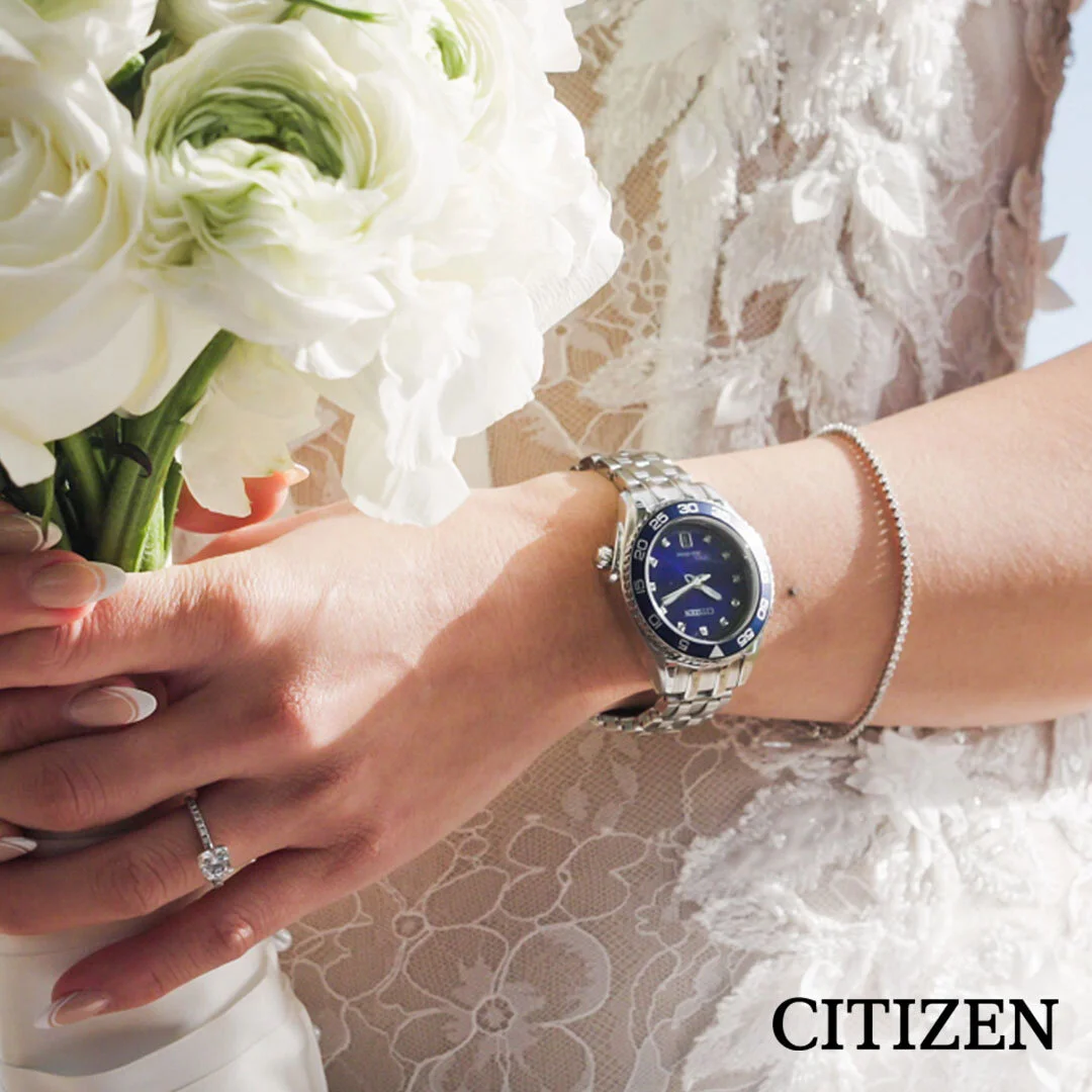 Mark your milestone with a Citizen watch that's sustainably powered by light and never needs a battery. A timeless choice for wedding gifting. 
Customization and engraving available. #CitizenWatchEcoDrive
