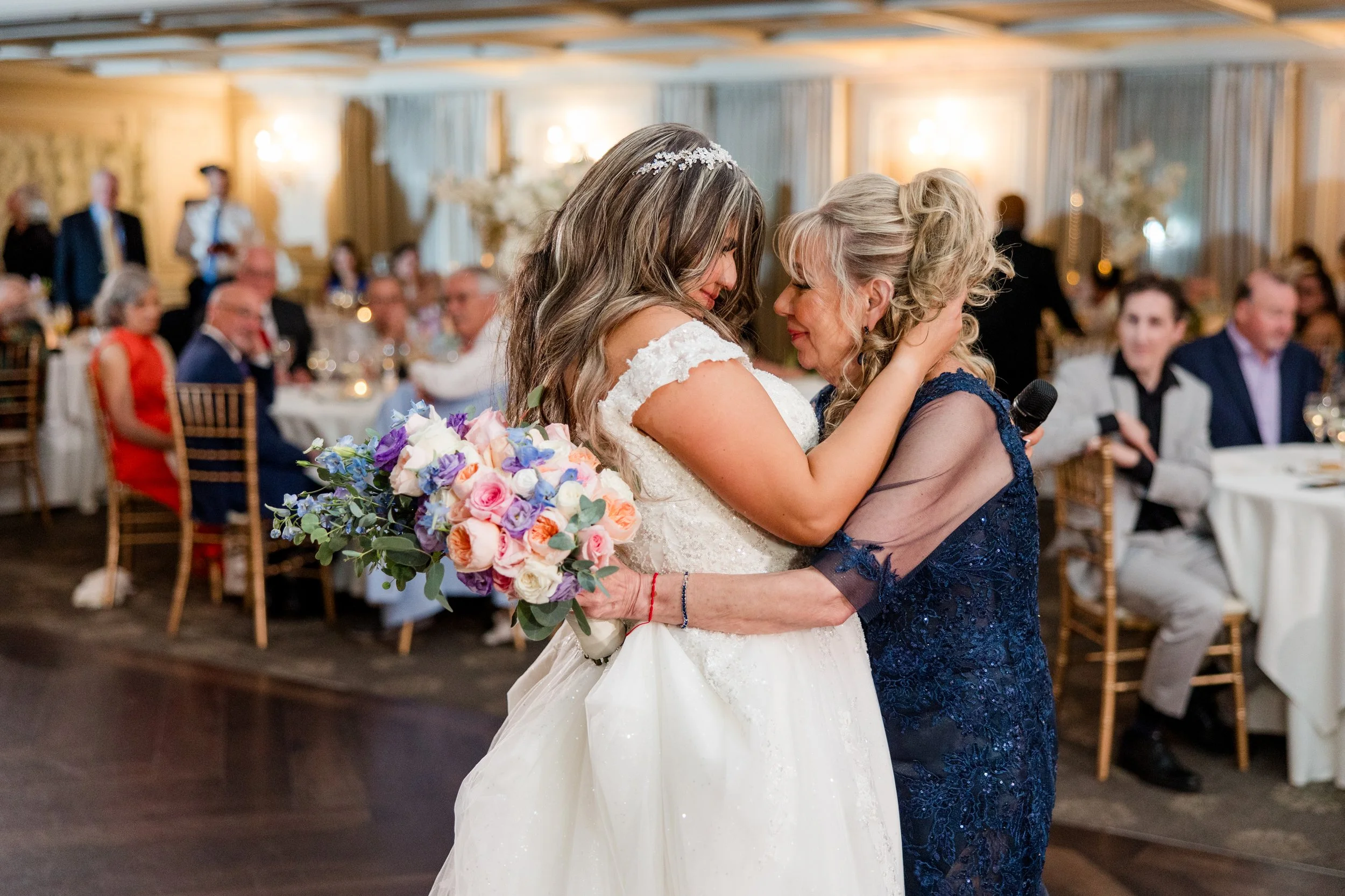 Bride and mother photo on dance floor at The Park Savoy Estate in Florham Park, NJ by Jessica Anne Photography