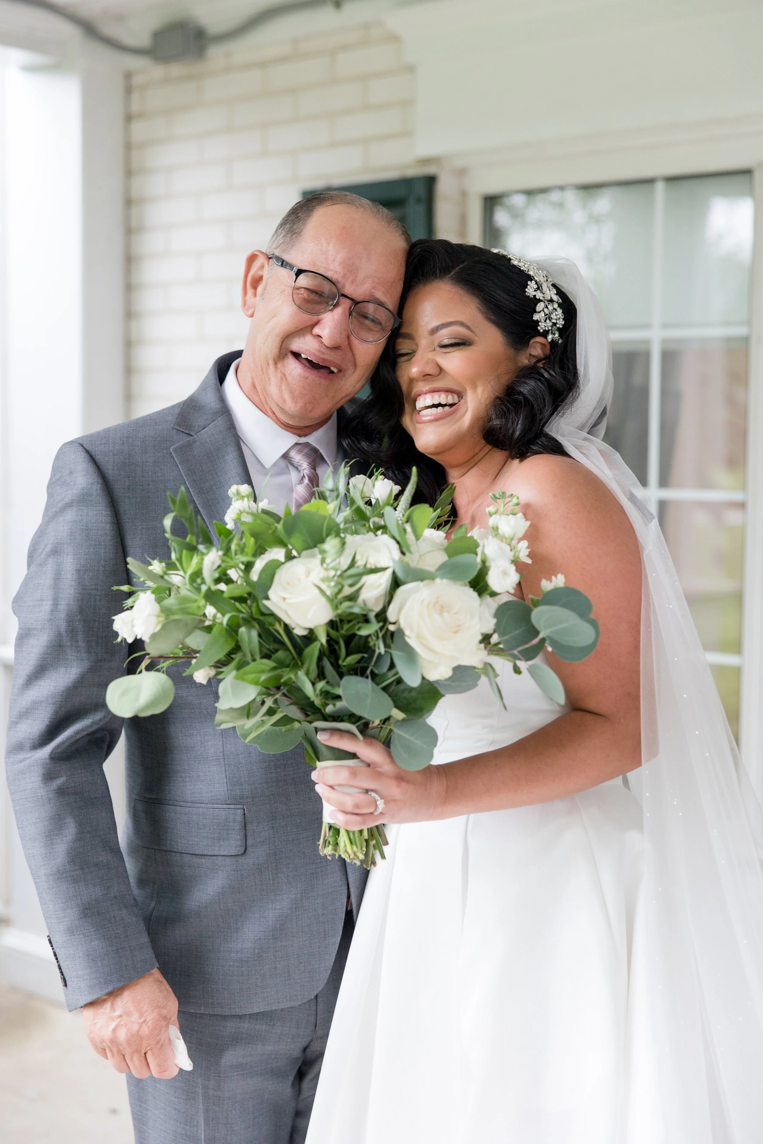 Happy bride and dad wedding photo by Jessica Anne Photography. Taken at The Park Savoy Estate in Florham Park, NJ