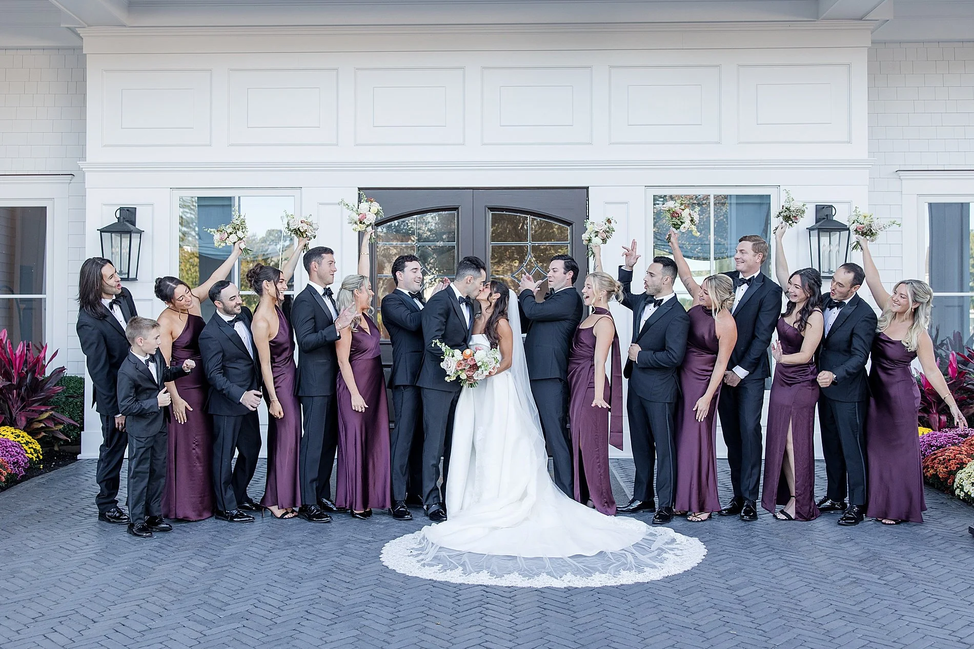  wedding party portraits at Elegant Clarks Landing Wedding   