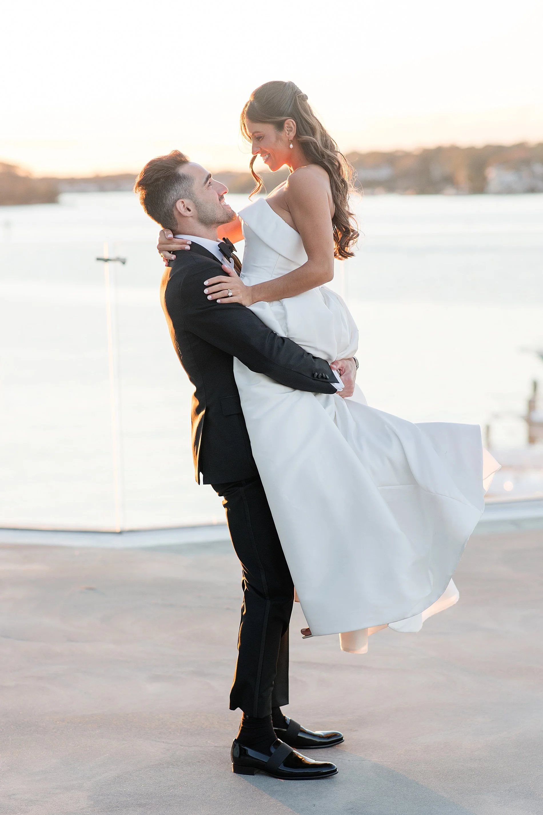  candid wedding portraits by the water at  Clarks Landing Wedding venue at Point Pleasant Beach, NJ 