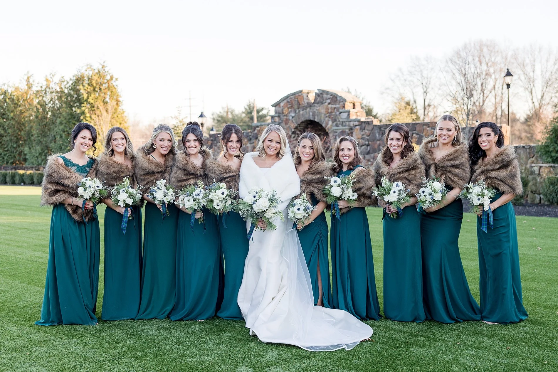  bridal party portraits from elegant winter wedding at TillingHouse 