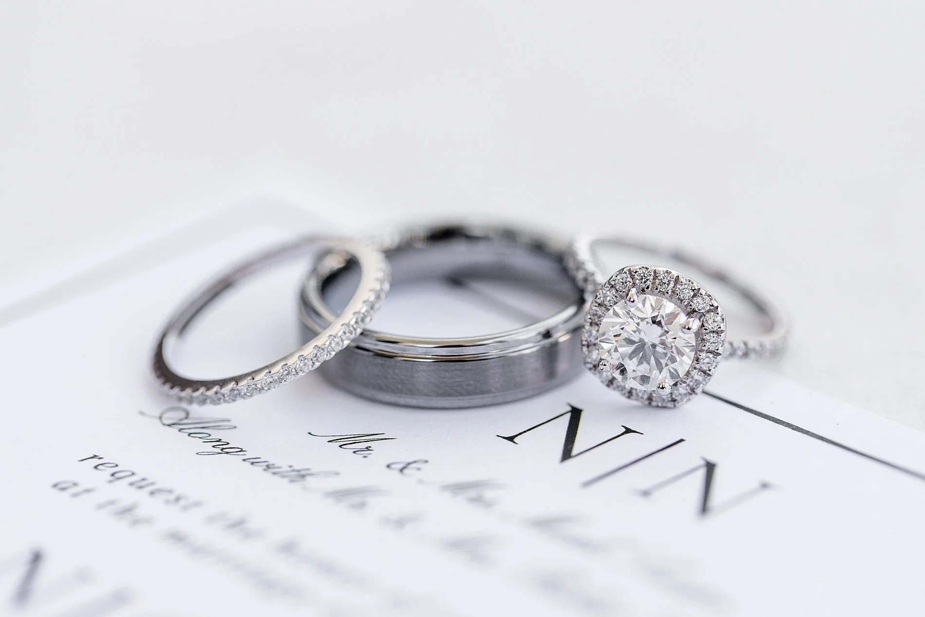  wedding rings on invite  