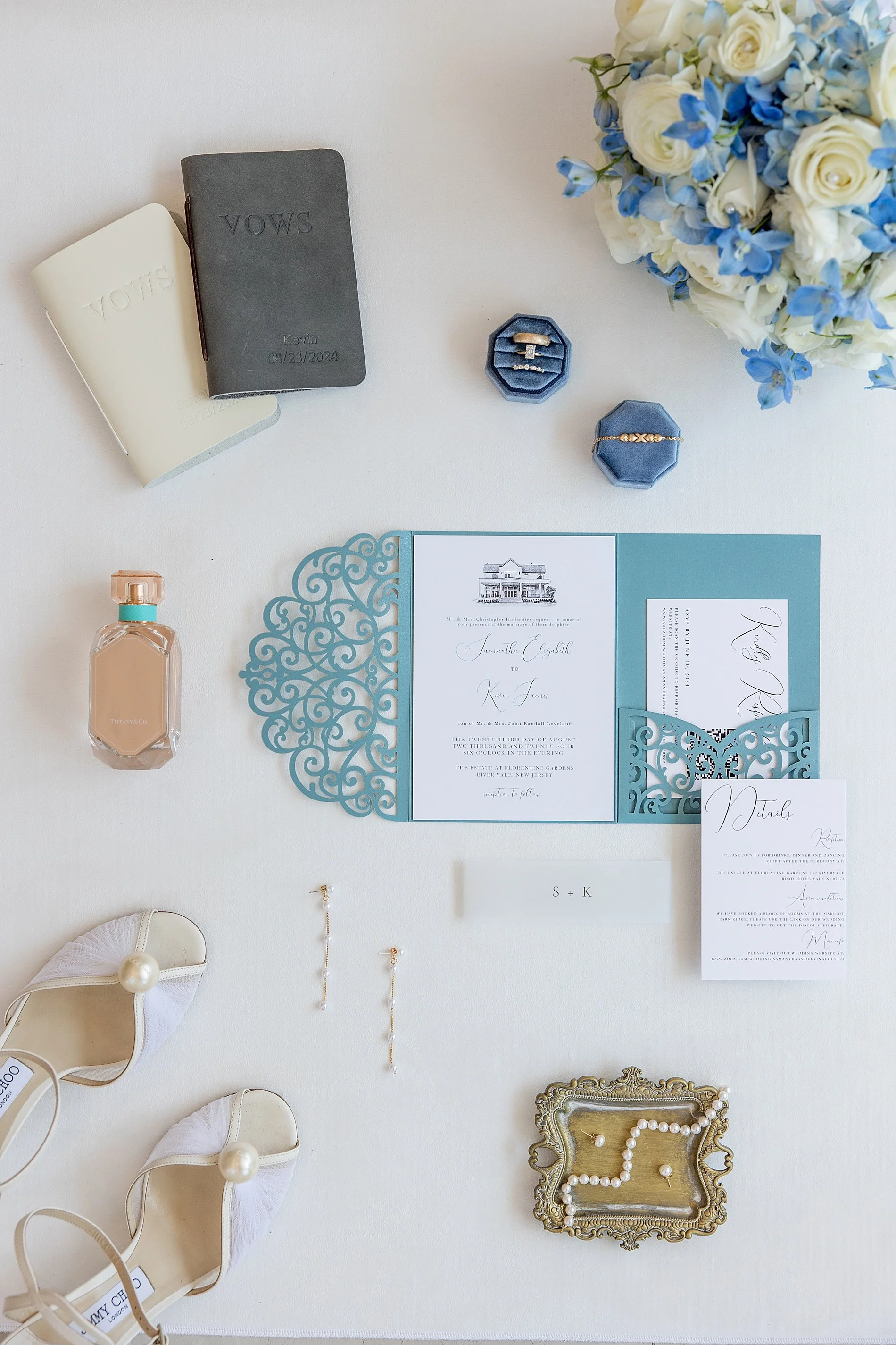  wedding invitation and flat lay design  