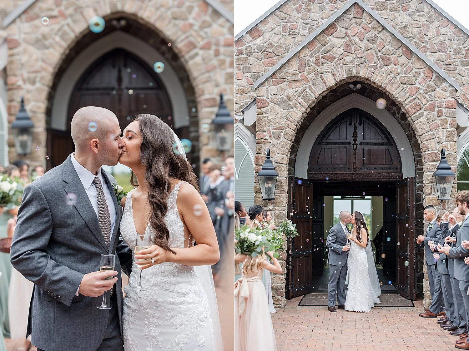  Newlyweds kiss as they exit wedding ceremony 