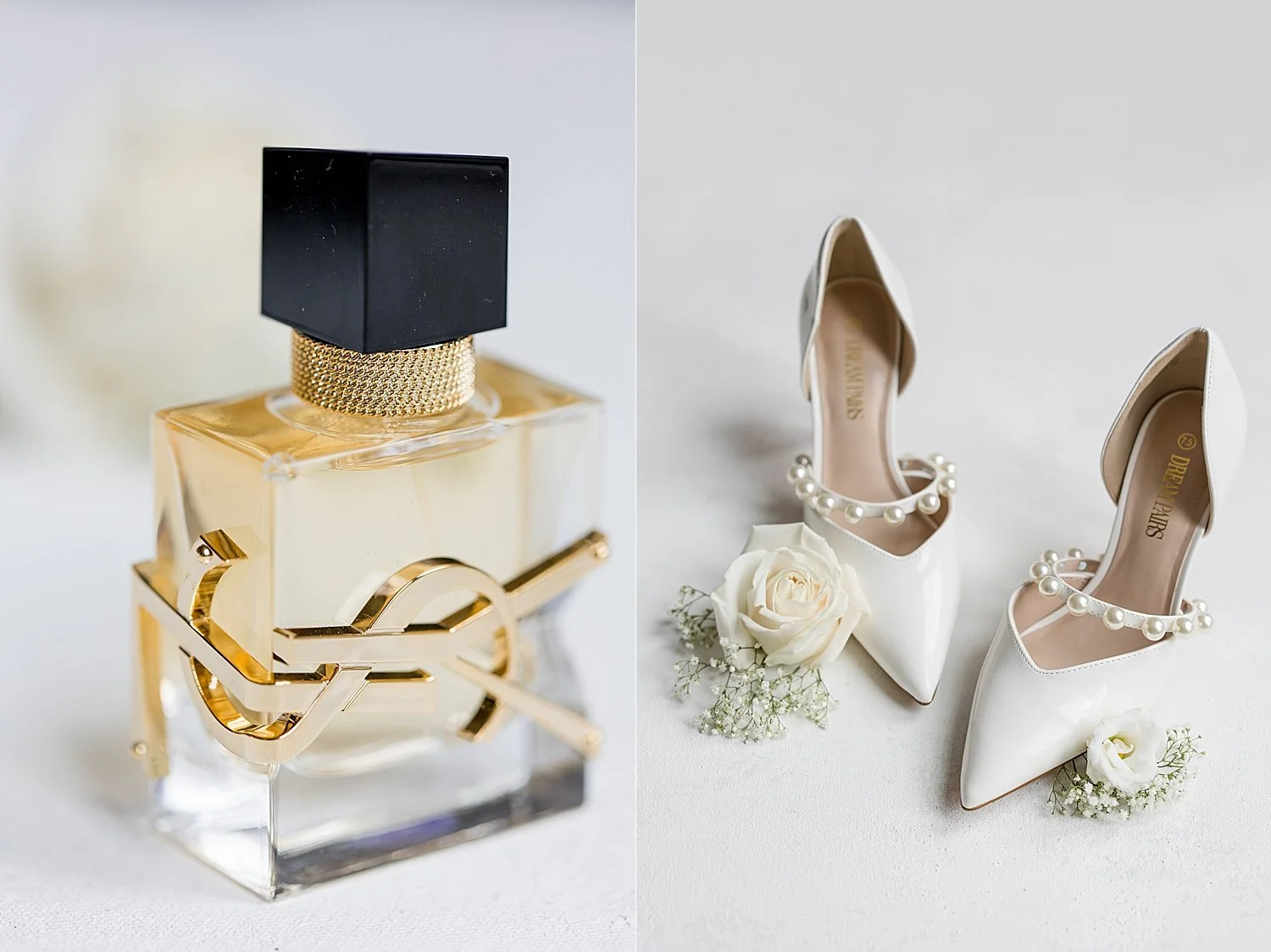  bride’s perfume and wedding shoes  