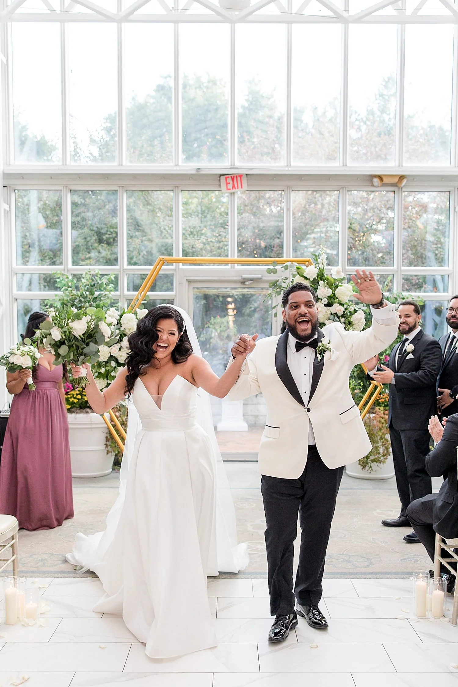 Newlyweds exit wedding ceremony  