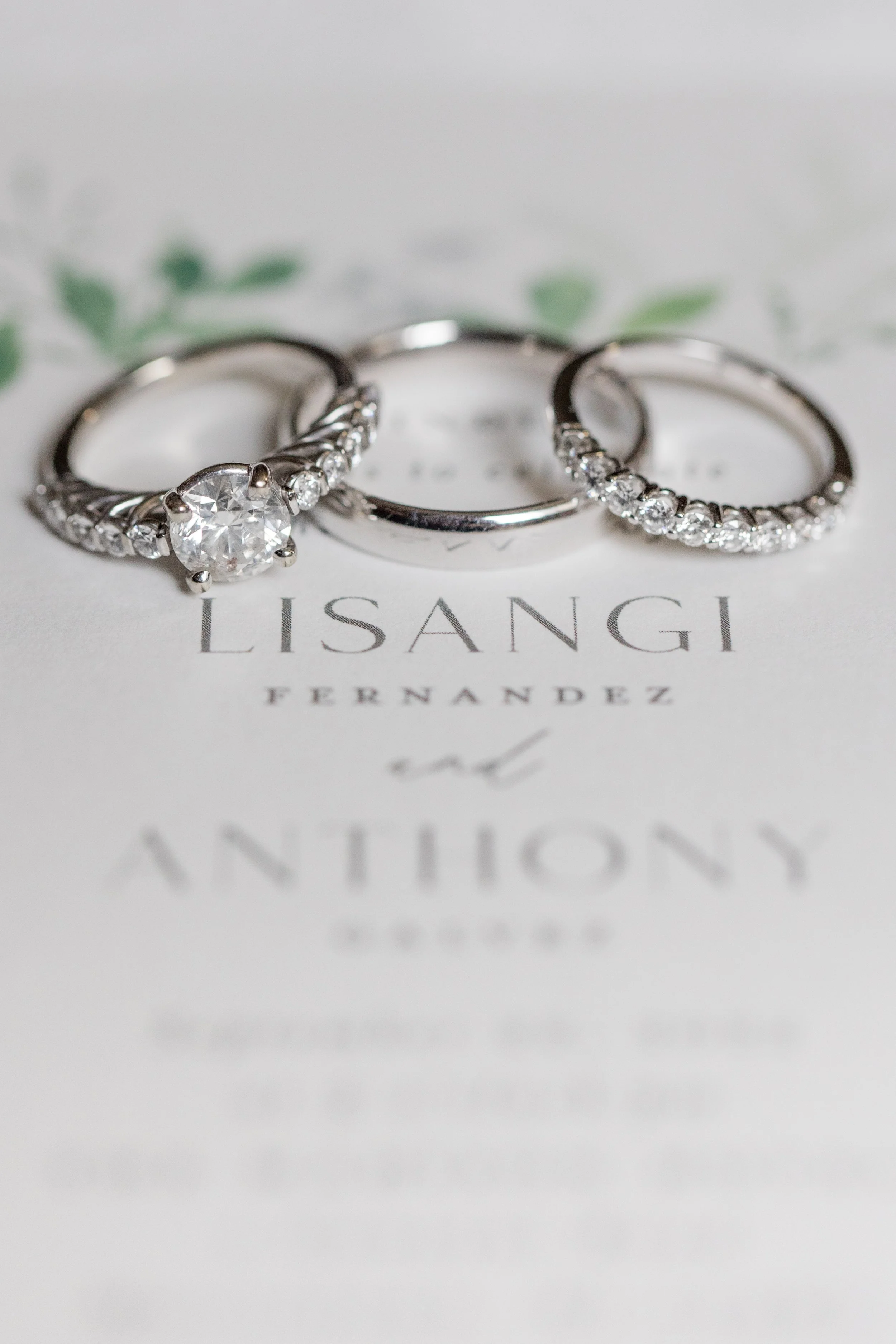 Wedding rings on invitation detail photo by New Jersey photographer Jessica Anne Photography
