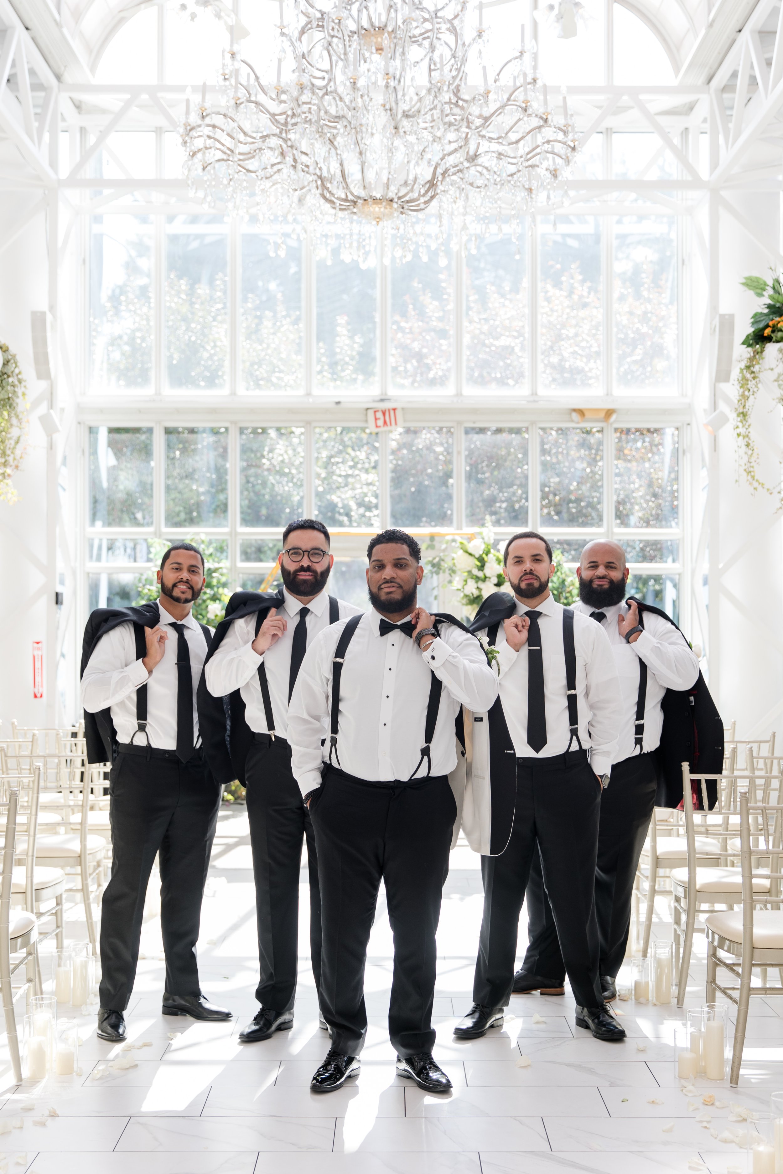 Greenhouse groomsmen photo at The Park Savoy Estate in Florham Park, NJ. Photo by Jessica Anne Photography