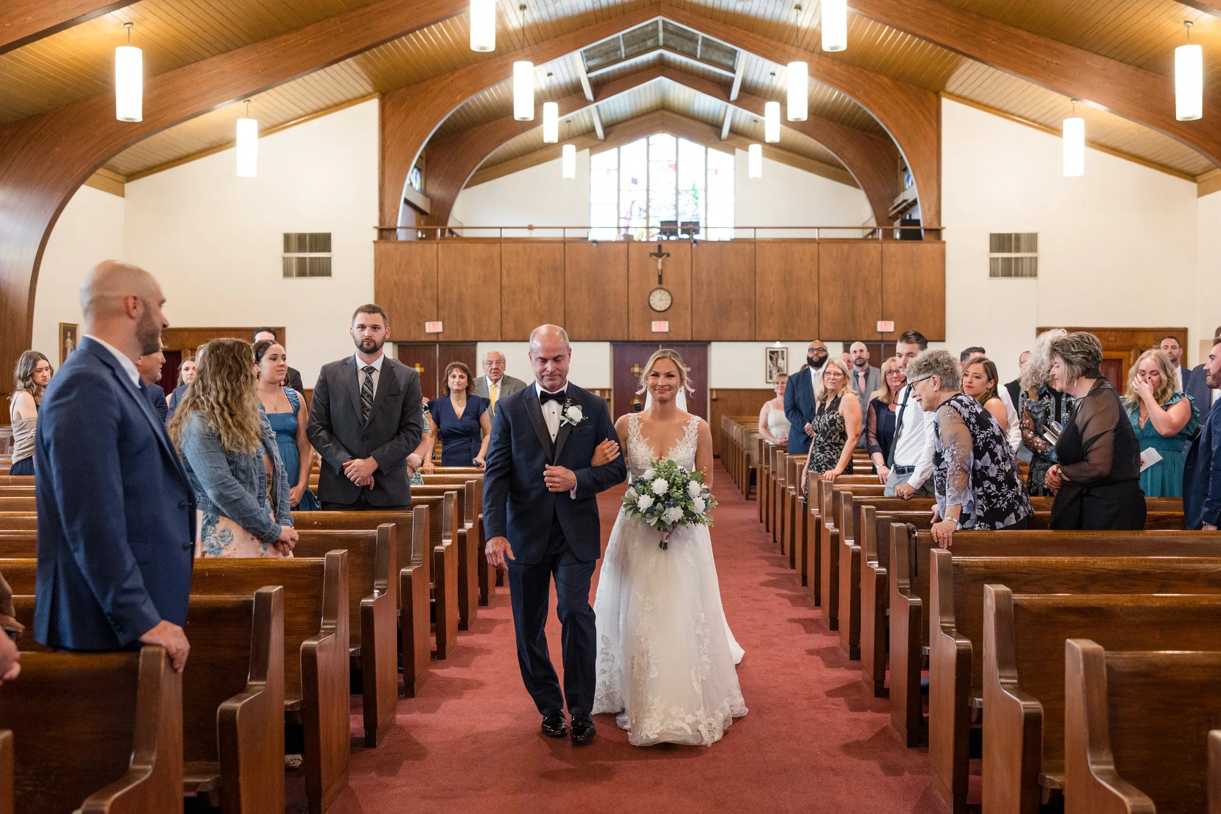 Bride and father walking down the aisle at NJ Church wedding. Photo by Jessica Anne Photography