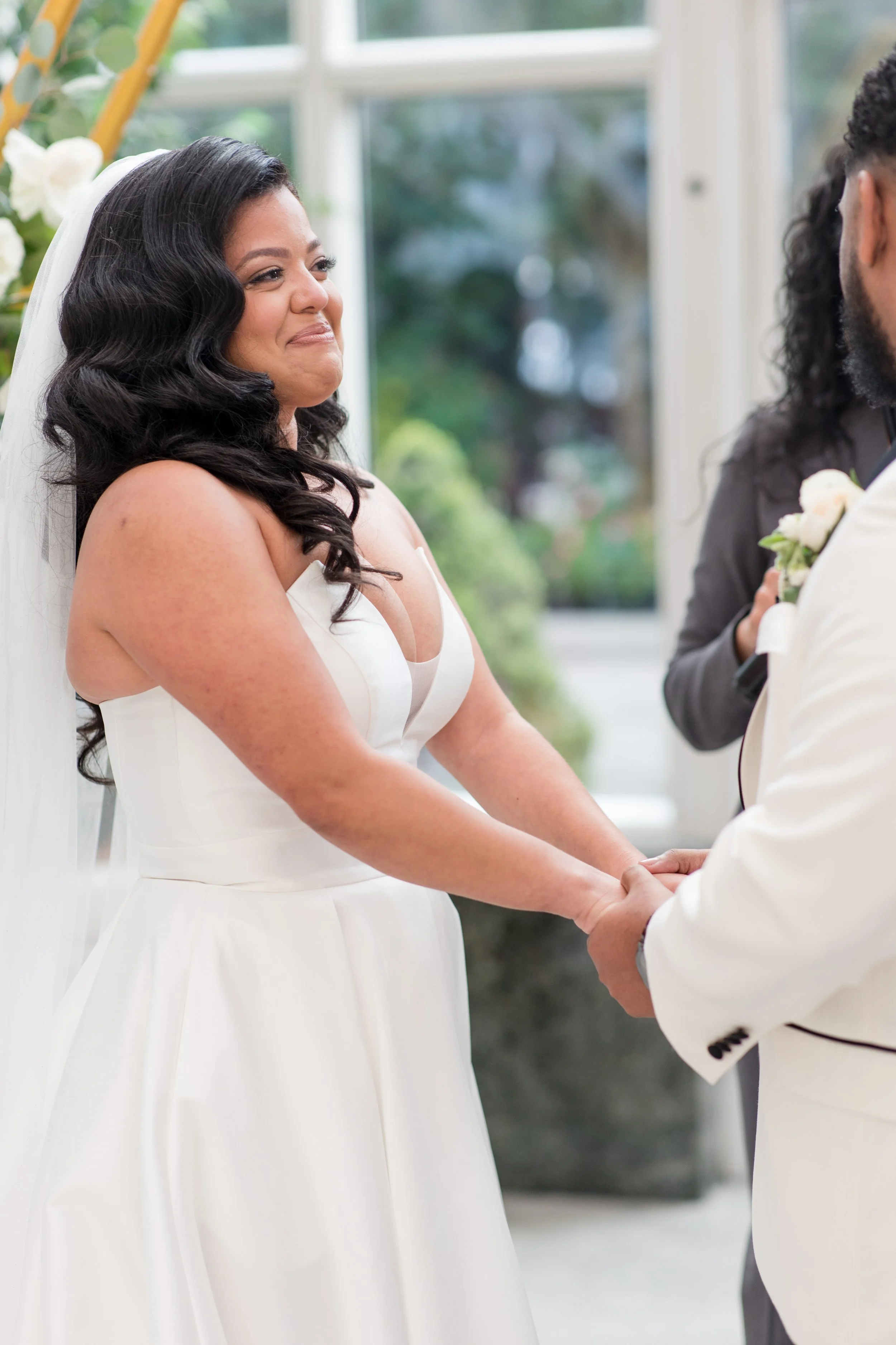 happy bride ceremony photo at The Park Savoy Estate in Florham Park, NJ. Photo by Jessica Anne Photography