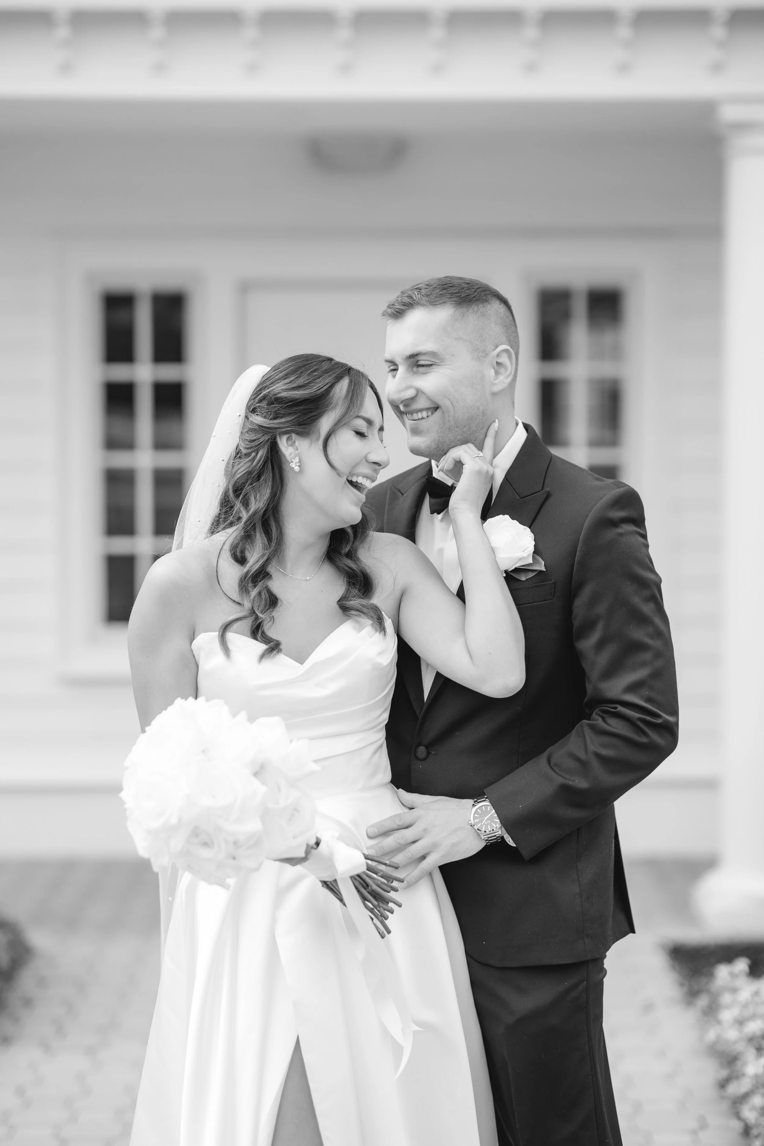 Laughing Bride and Groom wedding photo by Jessica Anne Photography at the Ryland Inn in White House Station, NJ