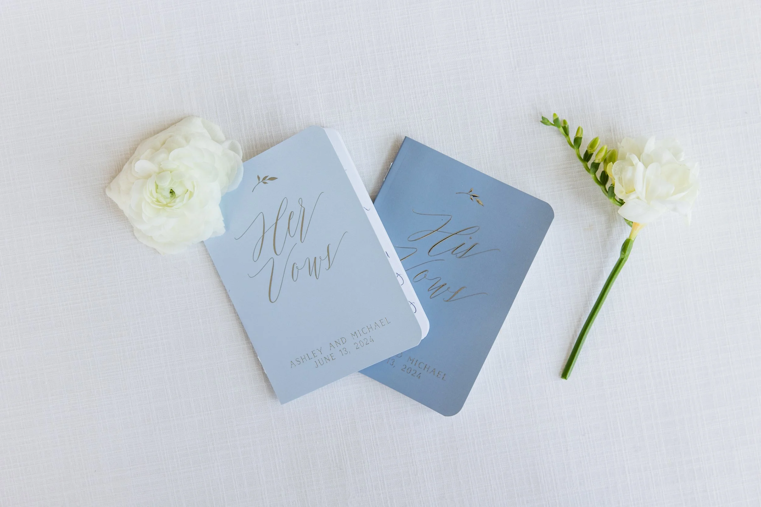 Vows books with flowers detail photo by NJ wedding photographer, Jessica Anne Photography