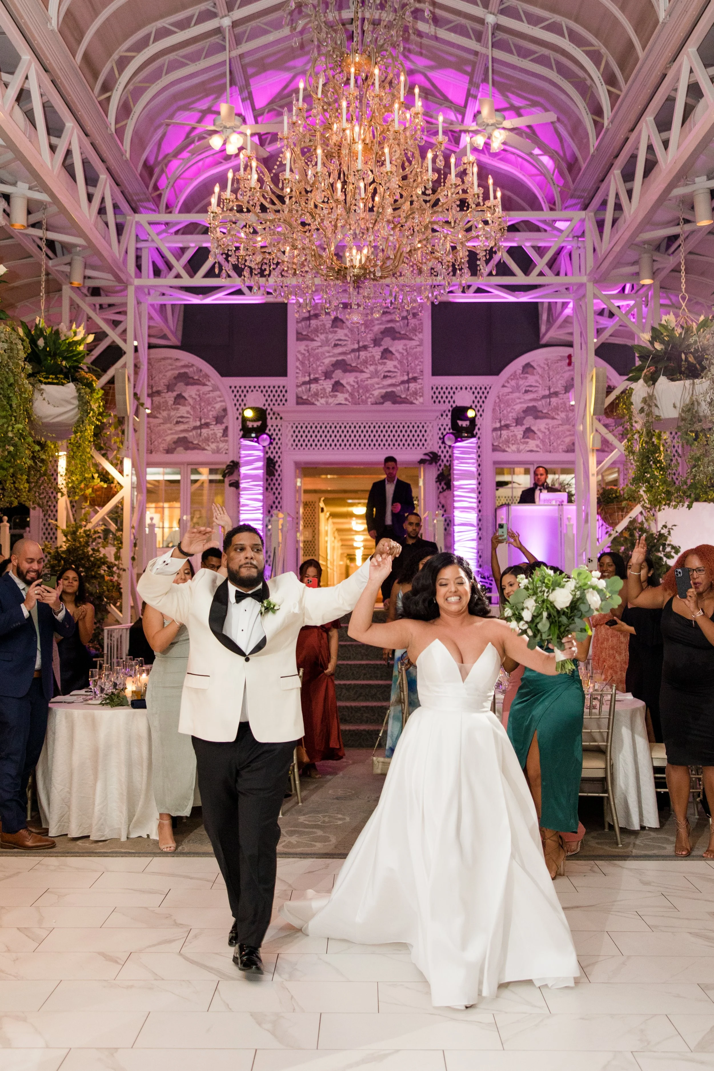 Bride and groom entrance onto dance floor at The Park Savoy Estate in Florham Park, NJ. Photo by Jessica Anne Photography