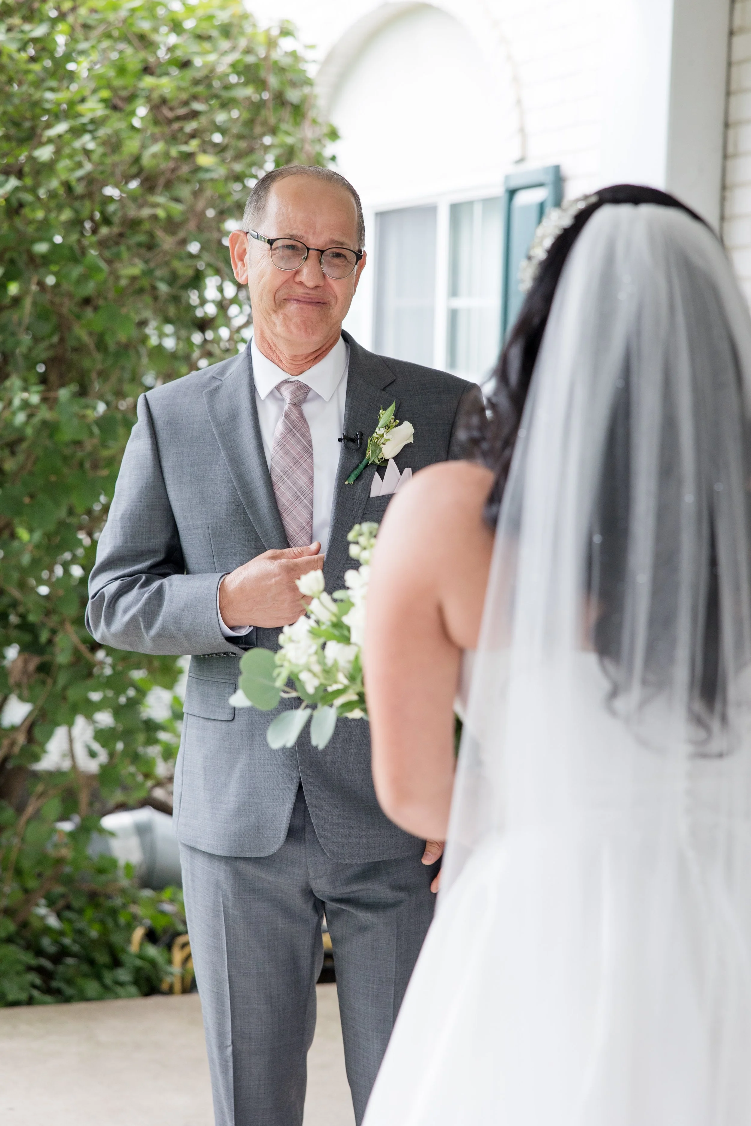 Father of the bride first look photo by Jessica Anne Photography. Taken at The Park Savoy Estate in Florham Park, NJ