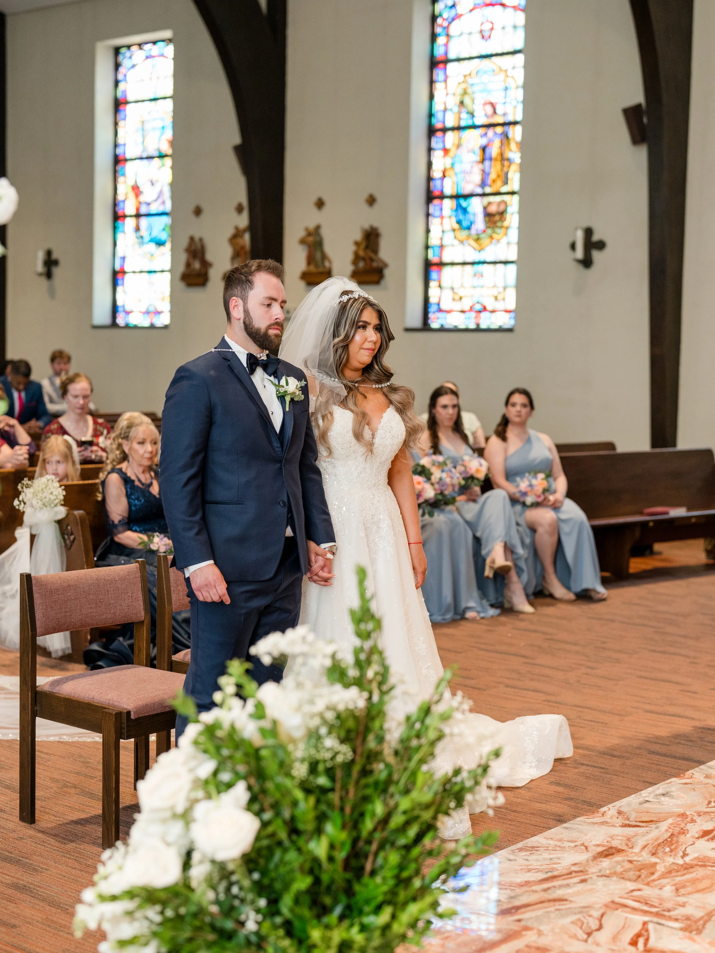 Bride and groom during church wedding ceremony by NJ photographer, Jessica Anne Photography